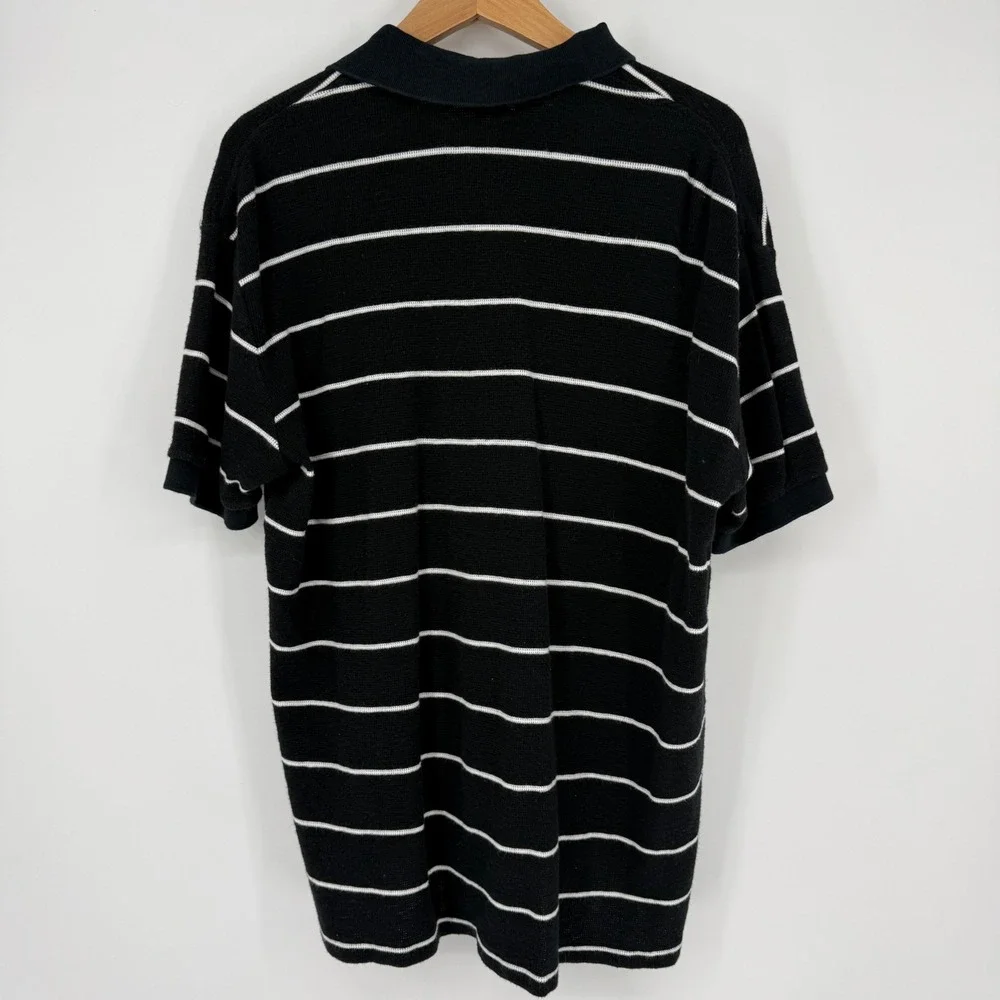 Polo Ralph Lauren Men Large Polo Shirt Striped Tight Waffle Knit Golf Preppy 90s